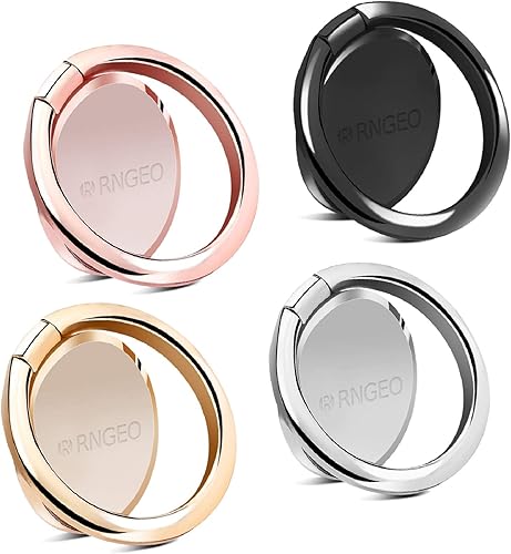 Juego de 4 soportes para anillos de dedo, universales delgados con rotación de 360 grados, compatible con iPhone, Android y otros teléfonos