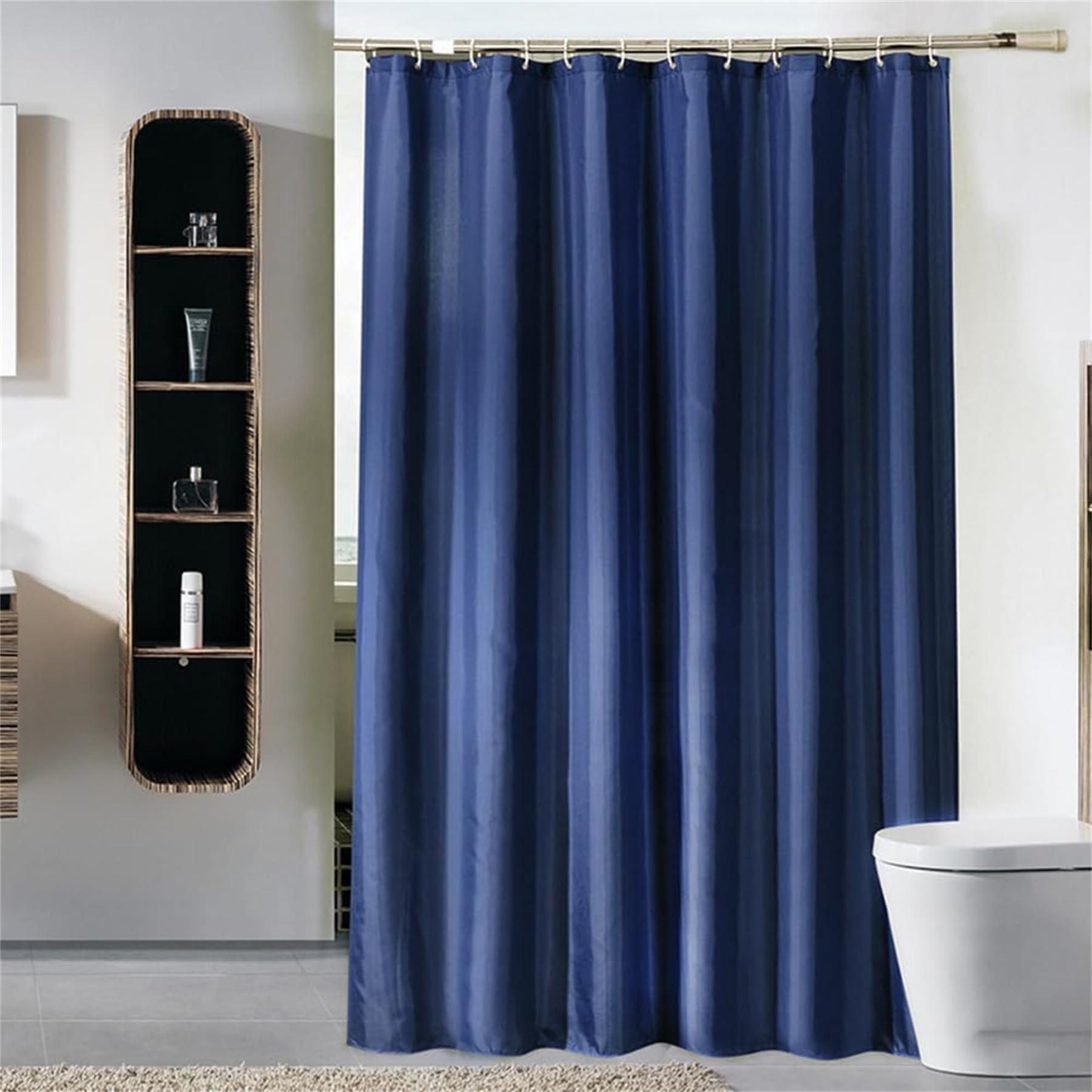 Lkw Ogechi Extra Wide Navy Blue Mildew Proof Shower Curtain 180x220 cm