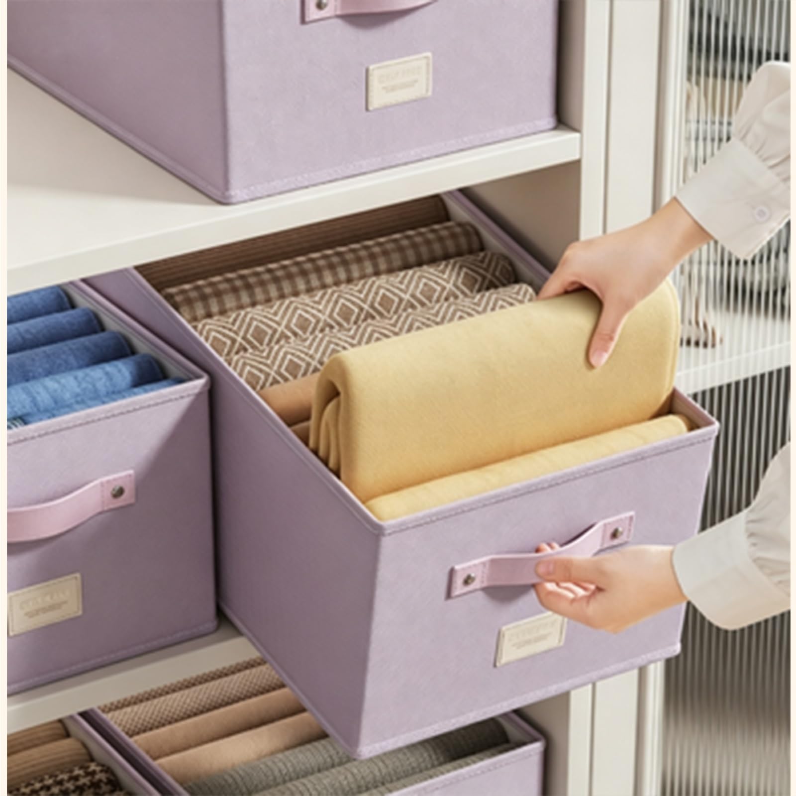 Stoff Aufbewahrungskorb, Faltbarer Aufbewahrungskorb | Hautfreundlicher Stoff, PP-Platten, Geeignet für Kleideraufbewahrung(Beige 33x10cm/13.0x3.9in)