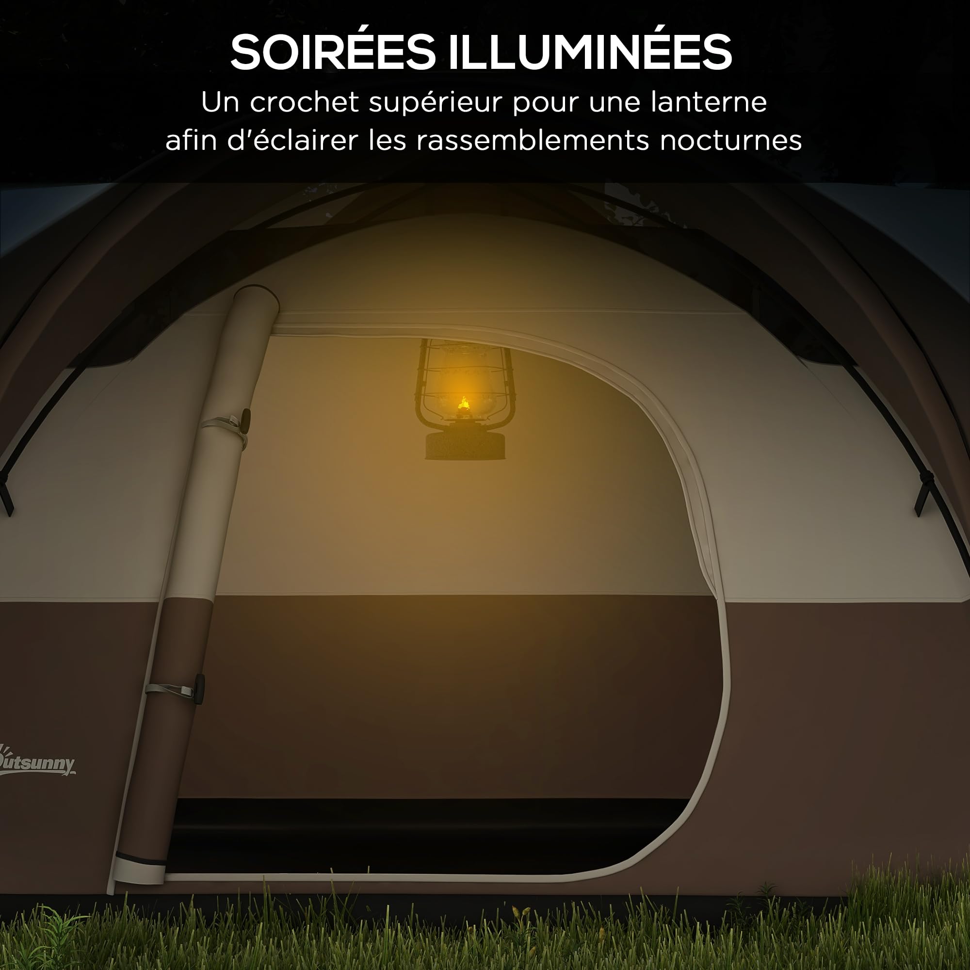 Outsunny Tente de Camping familiale 7 Personnes 550L x 300l x 198H cm | Étanche, Ventilée, Sac de Transport