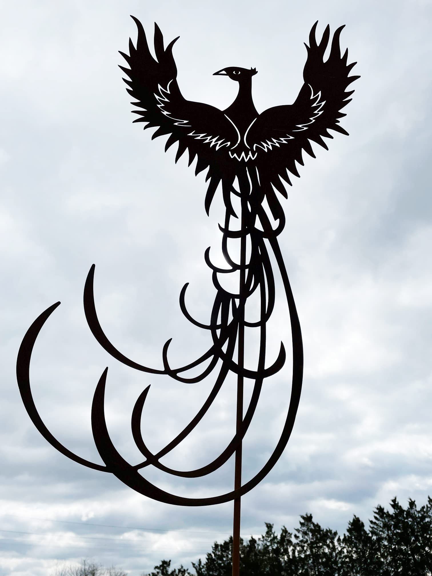 Edelrost Phönix Vogel 48x80cm + Stab Gartenstecker Rost Feuervogel Drache Phoenix Metall Rostfigur + Original Pflegeanleitung von Steinfigurenwelt