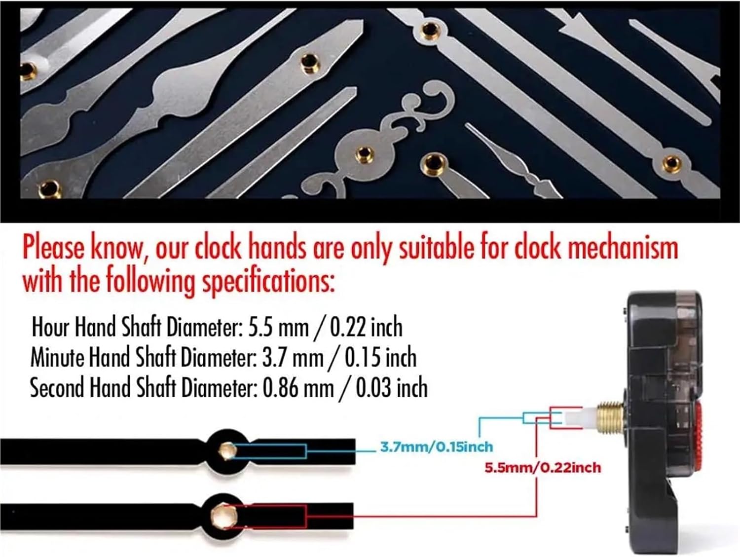 Clock Metal Movement Hands Set for Clocks Wall Clock Quartz Movement Motor Making Kit Arrows Watch Repair Home Room Decoration