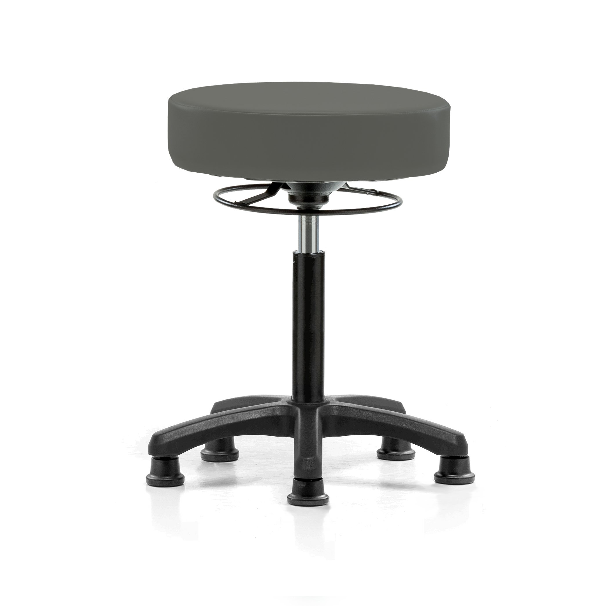 Perch Lab Stool, Glides, 20.75-27.75", Charcoal Vinyl
