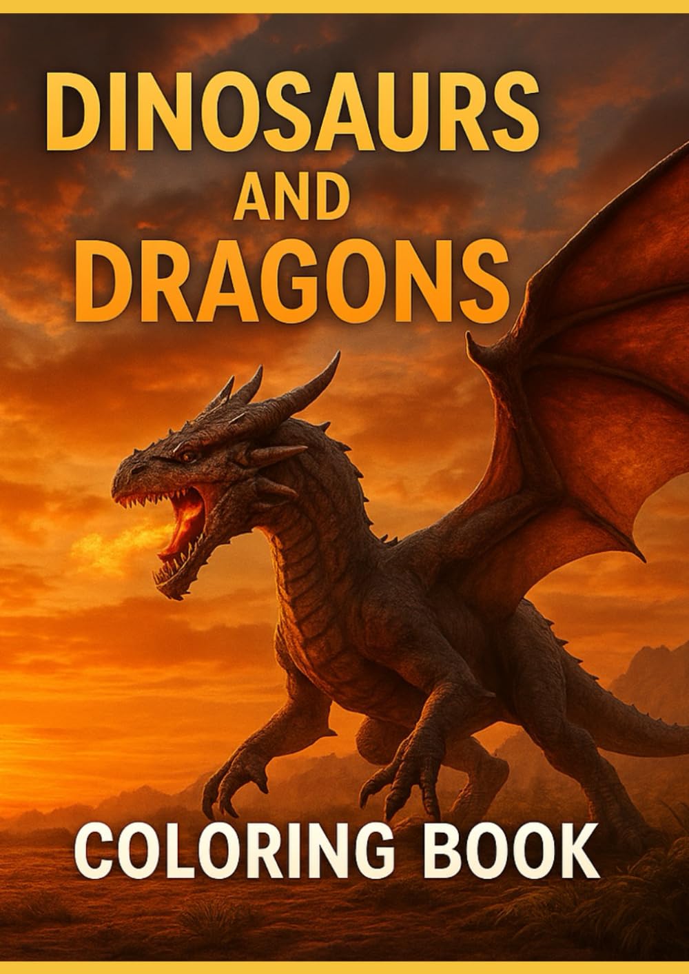 Dinosaurs and Dragons: Coloring Book