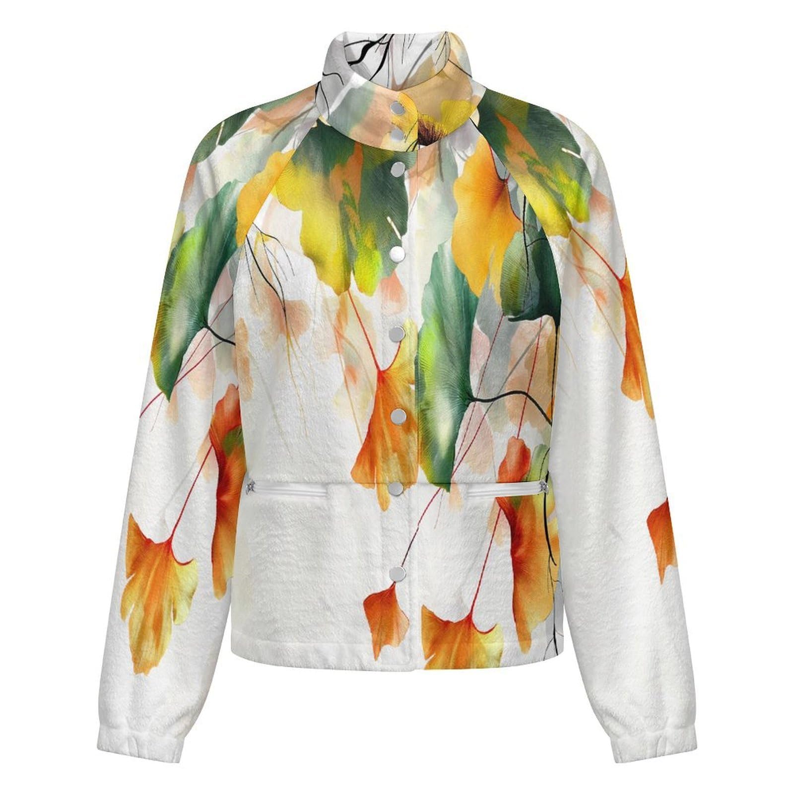 OFFSUM Chaqueta Polar Para Mujer - Plantas Frondosasabrigo De Talla Grande Para Otoño E Invierno, Tops, Cárdigan, Ropa De Calle De Moda Para Exteriores, Resistente Al Viento, Ropa De Senderismo