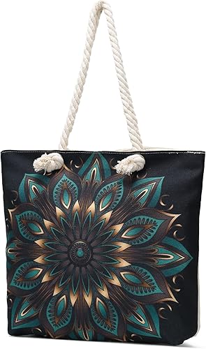 Miniatura 2 de Bolsas de mano con asa de cuerda, bolsa grande con asas de cuerda, lona resistente, reutilizable, bolsa de compras para comestibles, bolsa de playa