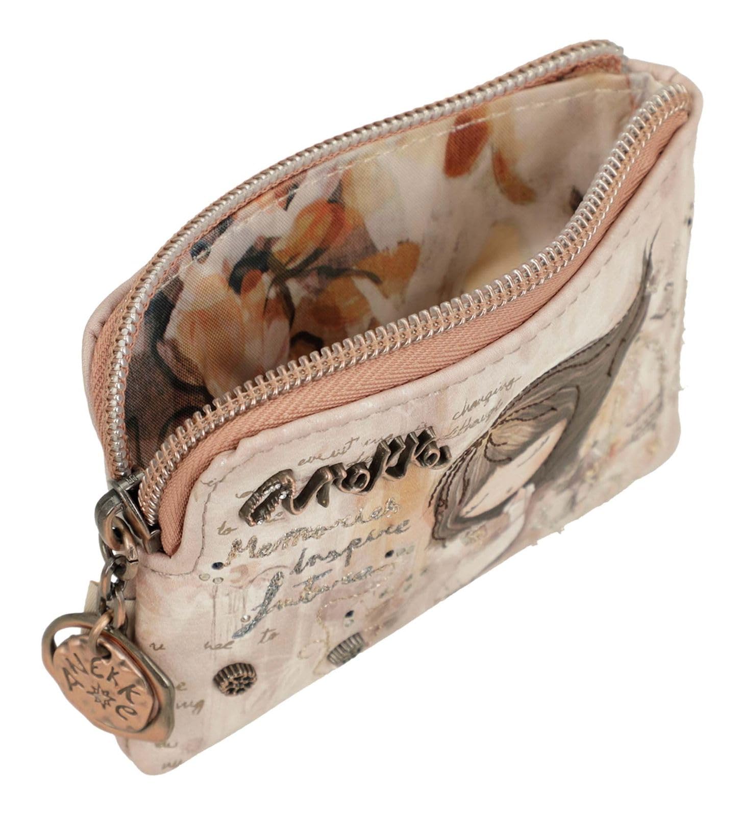 Anekke Monedero Pequeño Memories - Estilo Práctico con 2 Bolsillos Traseros | Interior Forrado y Cierre Cremallera | Medidas: 12x8x1 cm