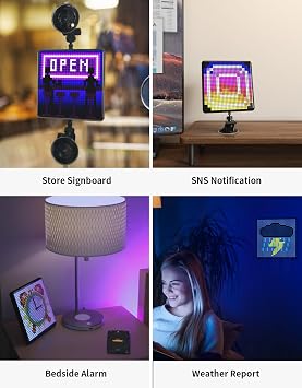Divoom Pixoo-max Multi-Purpose Digital Photo Frame Bluetooth, 32 X 32 Programmable Pixel Art Led Display, Gaming Accessories, Neon Light for Room Decoration, Window Signage (Black)