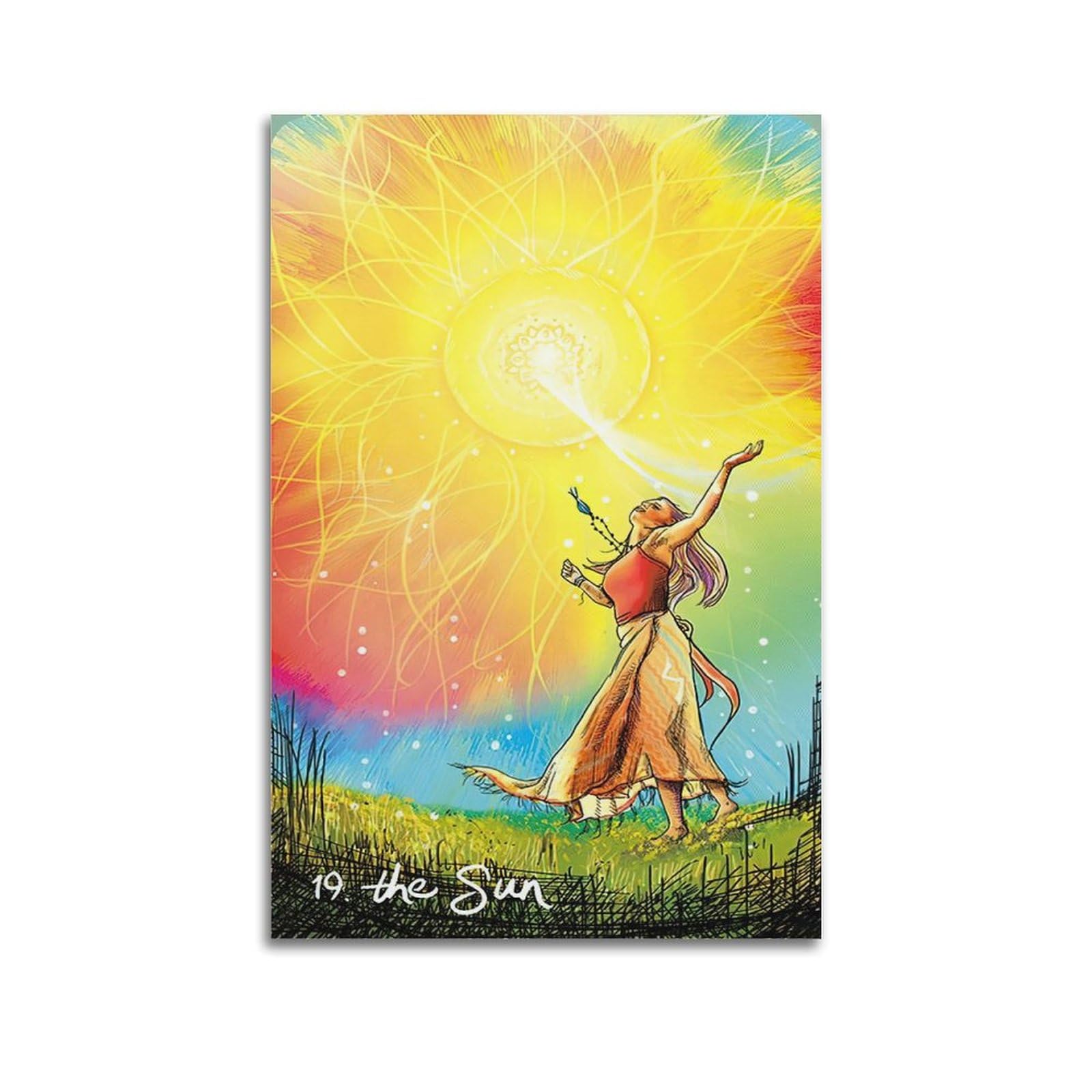 FYRN Poster vintage de carte de tarot La Lune - Art mural - Rétro - Esthétique - Décoration de chambre ou de bureau - 30 x 45 cm - Style sans cadre