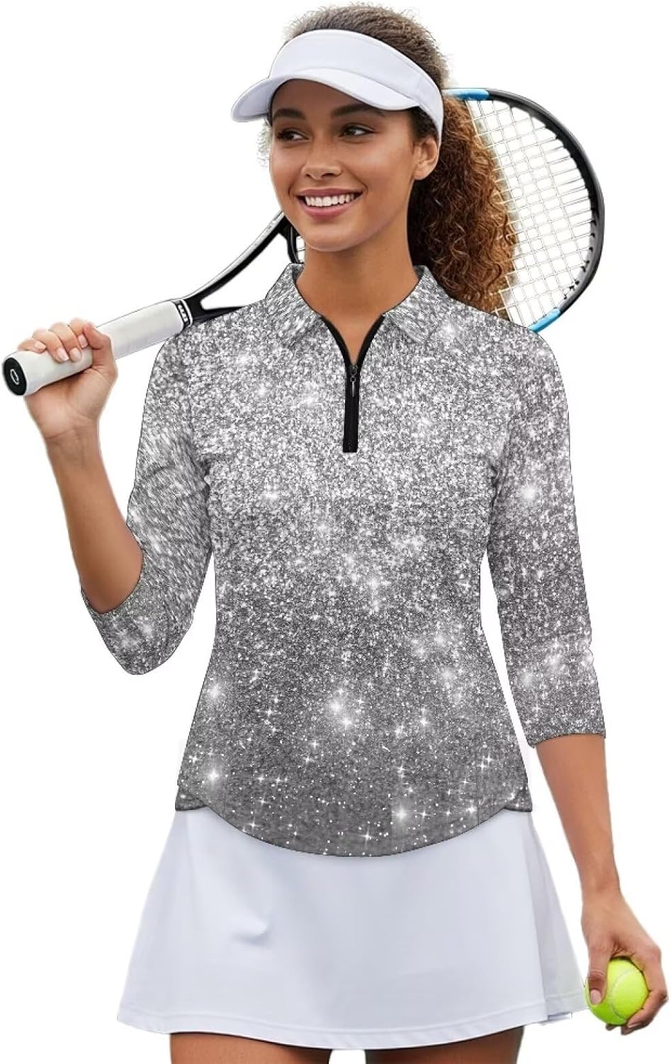 Boatee Golf Shirts for Women 3/4 Sleeve Cloth Quarter Zip Suitable for Outdoor Sports for Winter Outdoor Sports