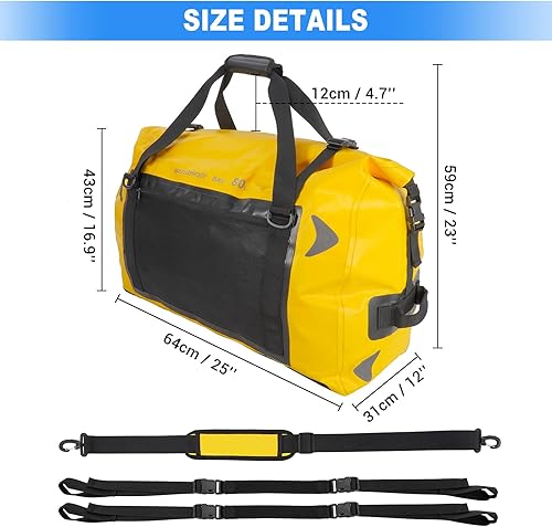 Miniatura 5 de Alforjas para motocicleta, bolsas de lona impermeables para viajar, Amarillo-80L, estilo3-80l