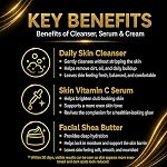 Ensemble de soins naturels pour la peau pour hommes – Nettoyeur visage, Sérum vitamine C & Hydratant au beurre de karité – 3 Étape de routine quotidienne pour les hommes – Set cadeau pour tous les types de peau