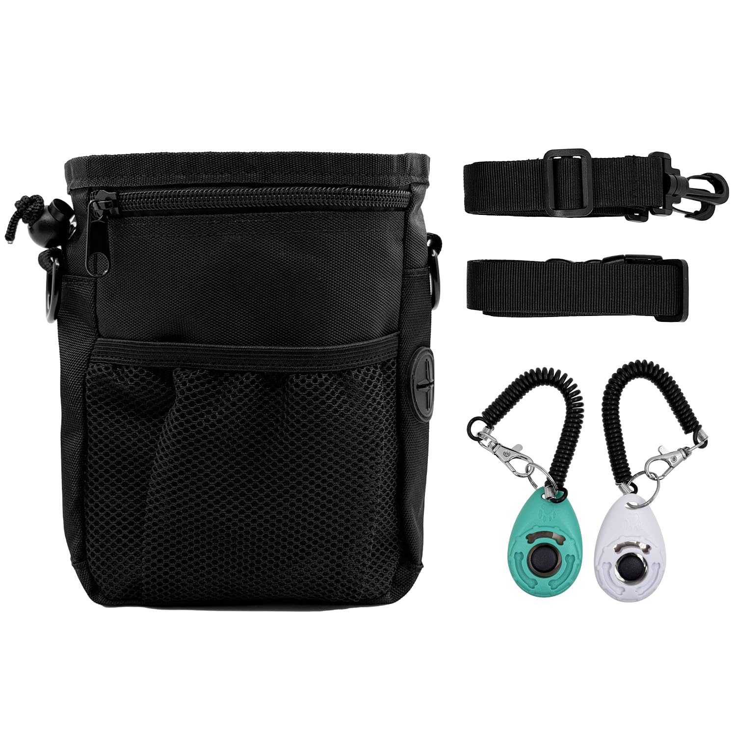 Bolsa de golosinas para perros, kit de entrenamiento para perros, bolsa de entrenamiento para perros, bolsa de golosinas para perros con clicker para perros, dispensador de bolsas para