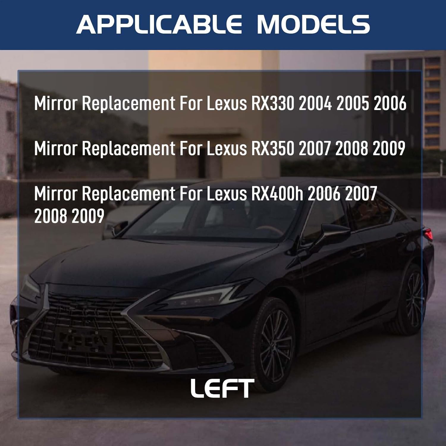 Power Heated Left Side Rear View Mirror Replacement Glass for Lexus RX330 (2004-2006), RX350 (2007-2009), RX400h (2006-2009) - Direct Fit, High Visibility, Driver Side Mirrors Glass