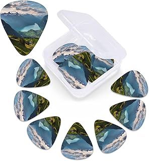 Switzerland Alps print Guitar Picks 12 Pack Personalized Guitar Picks with Storage Box Guitar Accessories for Ukulele Electric Acoustic Guitars Bass
