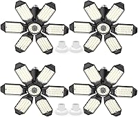 Vista 1 de Paquete de 4 luces LED de garaje, 220 W, luces LED de techo superbrillantes, deformables en base E26, luz de garaje para sótano, almacén, taller