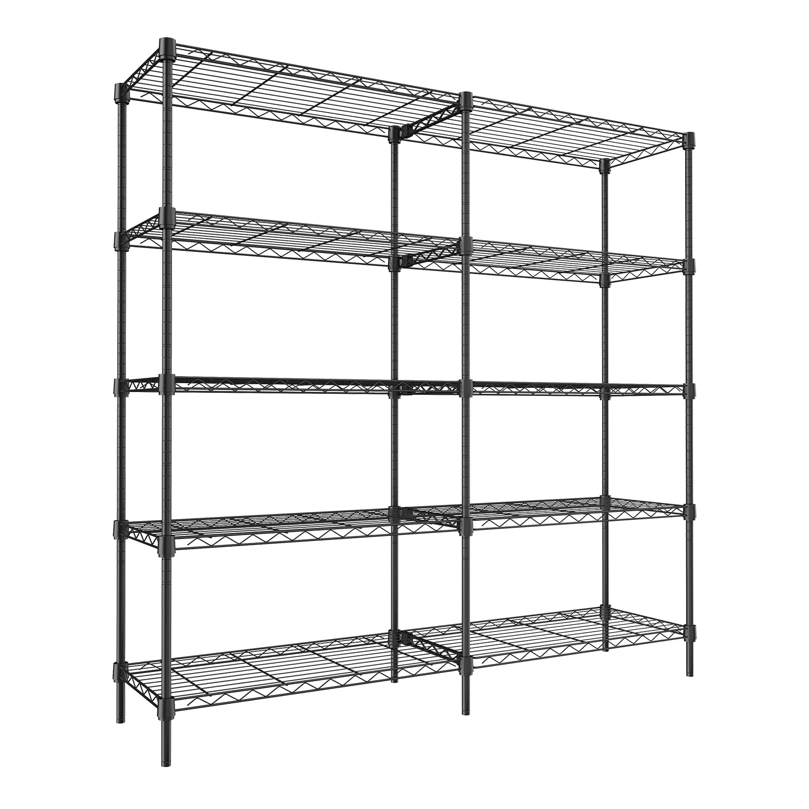 GarveeHome Drahtregal mit 5 Etagen, robust, verstellbar, Garagenregale, Lagerregal für Lagerung, Lager, Speisekammer, Keller, Speisekammer, Utility-Aufbewahrungsregale, 150 x 150 x 35 cm (B x H x T)