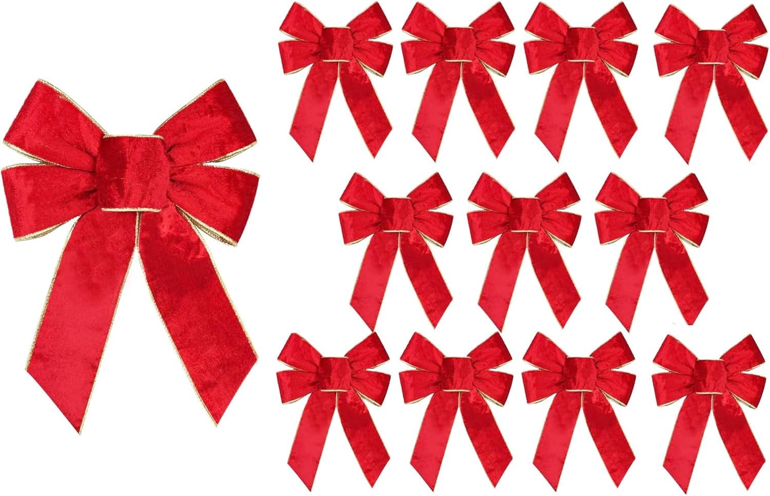 3PCS Large Christmas Velvet Bow, 35.4" x 17.7" Red Velvet Wreath Bow Christmas Tree Topper Ornament Bow for Home Wreath Tree Decoration (6pcs-red, 35.4 x 17.1 Inch)