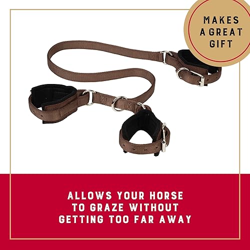 Miniatura 4 de Weaver Equine - Hobble de caballo marrón de 3 vías, con forro de fieltro cómodo de nailon con herrajes niquelados, ajustable para frenar patadas,