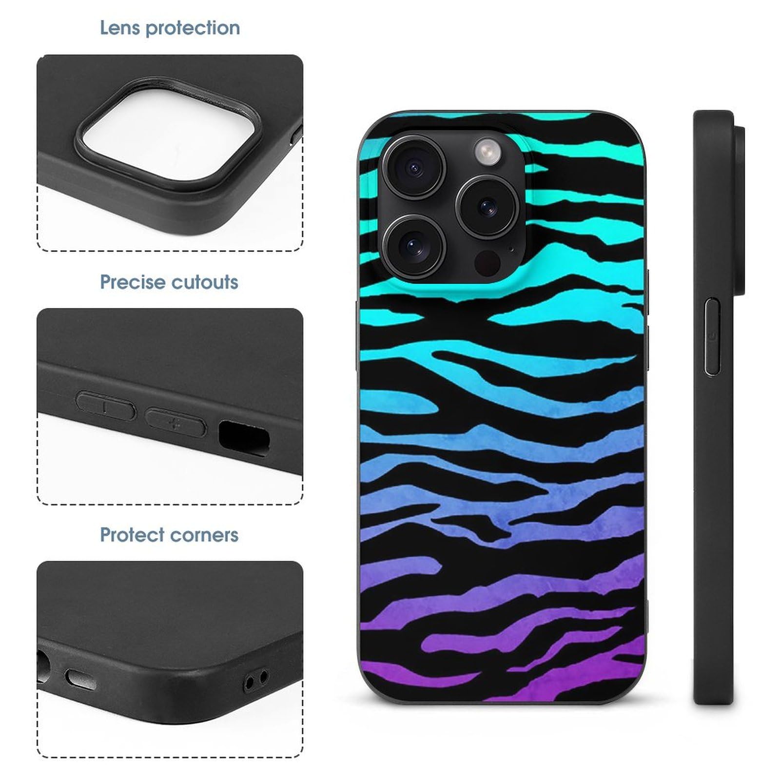 Amazon.co.jp: iphone 15 ケース ゼブラ柄 青 紫 黒 スマホケース