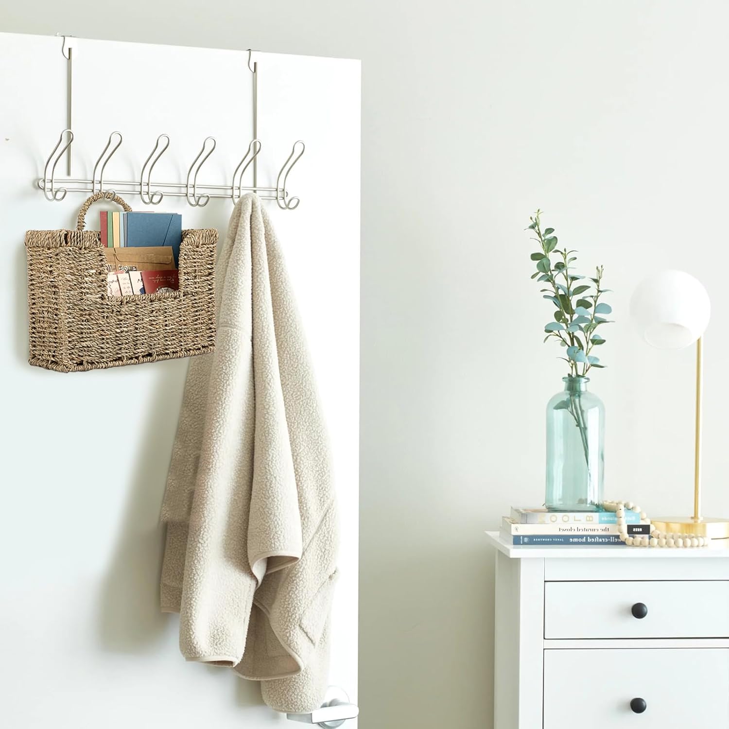 BTSKY 天然シーグラスメールオーガナイザー、壁掛けファイルオーガナイザー、織物マガジンファイルホルダー、自宅、オフィス用