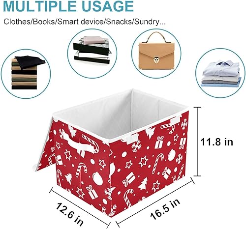 Miniatura 9 de CaTaKu Contenedores de almacenamiento de la bandera estadounidense de camión rojo con tapas y asas contenedor de almacenamiento grande de tela con