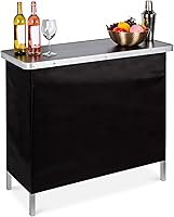 Best Choice Products Portable Pop-Up Bar Table w/ Carrying Case, Storage Shelf, Removable Skirt - Indoor/Outdoor Party Tailgate