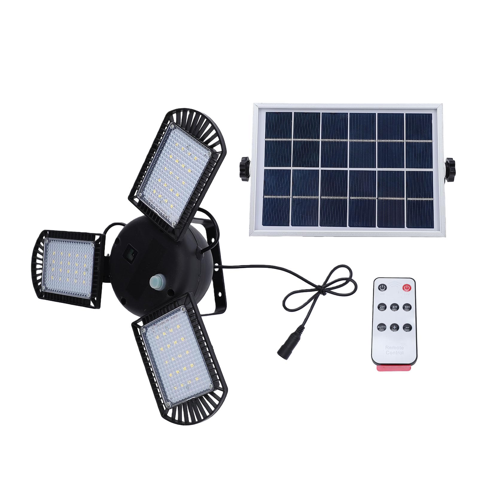 Fafeicy Luce Solare da Soffitto, 800 Flussi Luminosi con Telecomando, Pannelli Regolabili, Plafoniera LED per Garage, Batteria a Lunga Durata, per Fienile e Patio
