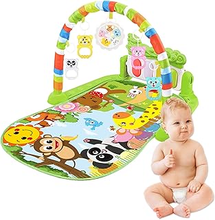 Anulely Baby Gyms Play Mats Baby Tummy Time Gym Mat, Musical Activity Mat Play Piano Baby Play Gym Tummy Time Padded Mat Toys, Baby Newborns Activity Mat Play Gym For 3-12 Months