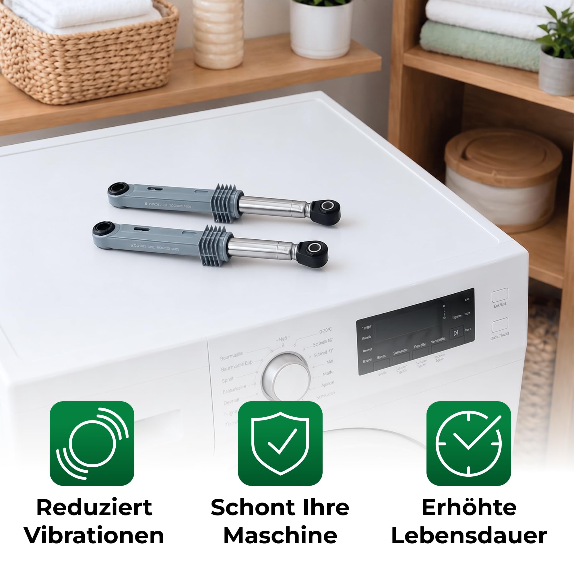 2er-Set Stoßdämpfer Waschmaschine Ø10mm Ø13mm 80N Länge 170 mm – 250 mm mit Originalcode DC66-00343D DC6600343D DC66-00421B DC6600421B DC66-00531C DC6600531C für Samsung