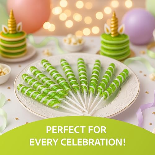 Miniatura 4 de Adams & Brooks - Paletas pequeñas de unicornio de manzana verde brillante, tarro de 10 onzas (24 unidades) - Piruletas de unicornio Twisty, dulces