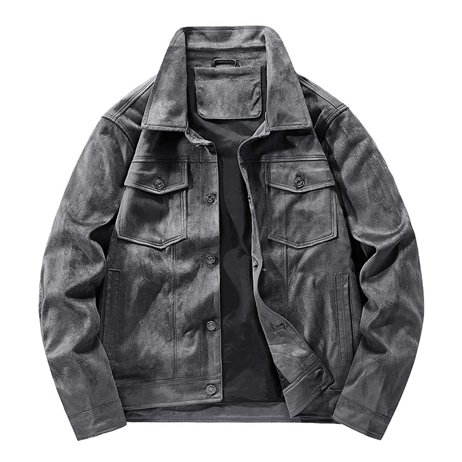 Giacca da lavoro da uomo, tinta unita, vintage, cargo, bottoni, giù per le mezze stagioni, giacca invernale, comoda e pratica, per le attività all'aria aperta, per l'autunno