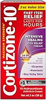 Cortizone-10 Maximum Strength 1% Hydrocortisone Anti-Itch Cream: Fast Relief for Eczema, Psoriasis, Bug Bites, Poison Ivy - 2oz Intensive Healing