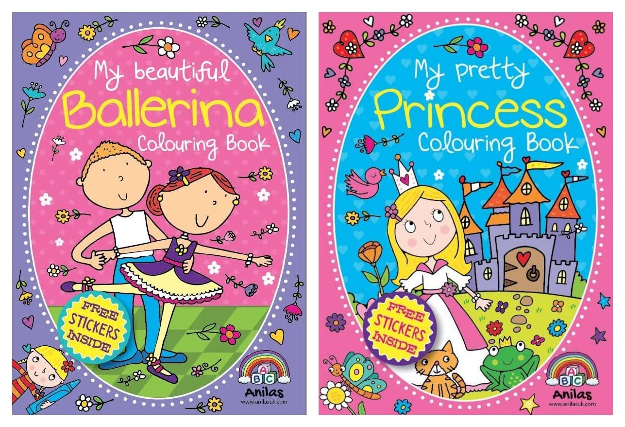 Anila's - My Beautiful Ballerina & My Pretty Princess Colouring Books - Set of 2