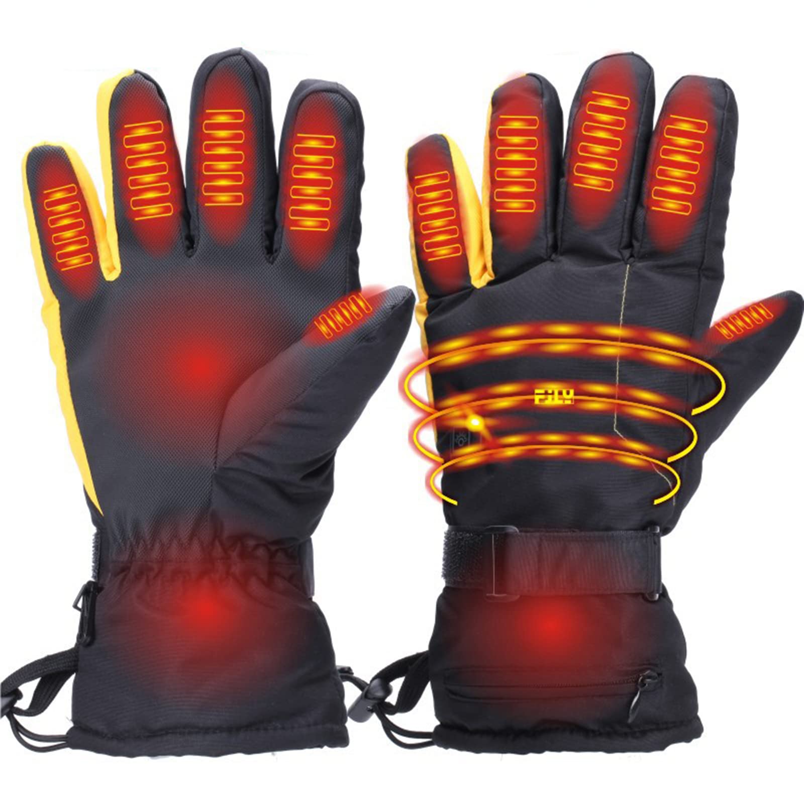 CHEWYNP Guanti per Bici Elettriche Guanti Riscaldati Elettrici per Uomo Donna con 3 Livelli di Riscaldamento Guanti Riscaldati Touchscreen Impermeabili Guanti da Sci Snowboard （Senza Batte