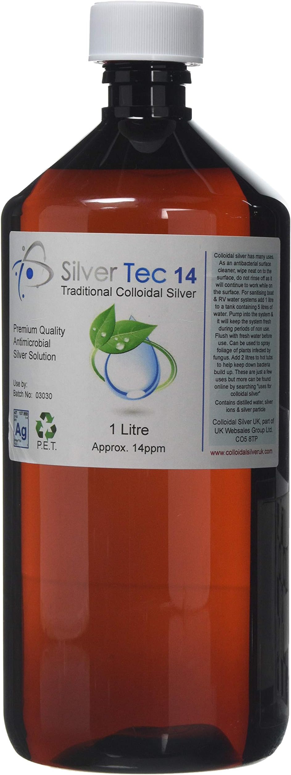 Silver Tec 14ppm Premium Quality Colloidal, Silver, 1 Litre