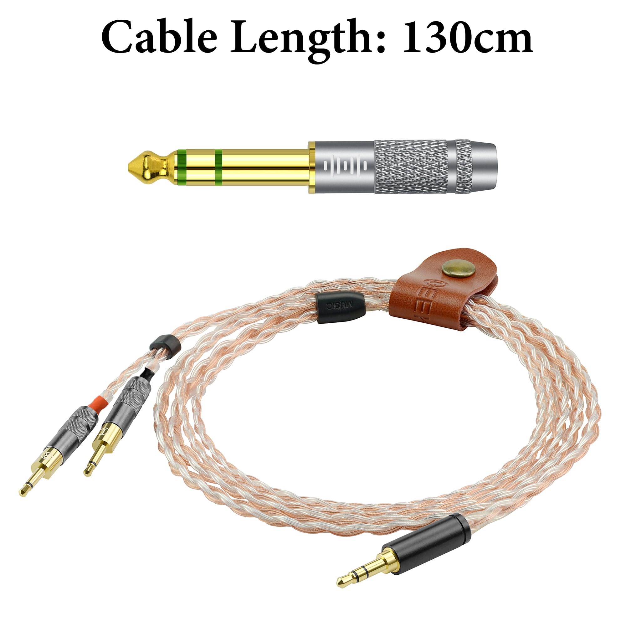 Geekria Apollo Cable de mejora HiFi trenzado de cobre chapado en plata para auriculares Sennheiser HD700, cable de reemplazo para audiófilos con adaptador de 3,5 mm a 6,35 mm, 1,3 m (4,3 ft)