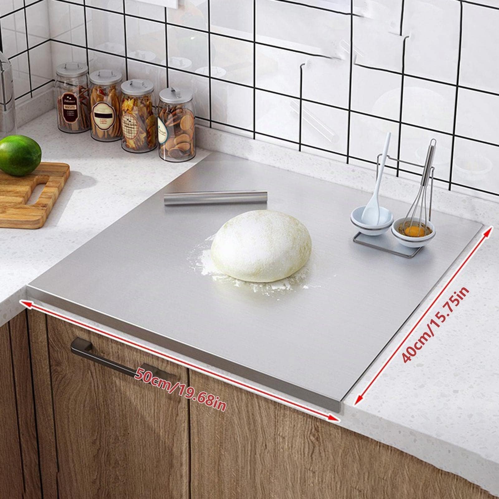 Tagliere In Acciaio Inox -Spianatoia Professionale Inossidabile - Tagliere Spianatoia Per Impastare Piano Da Lavoro In Acciaio Inox Varie Misure Per Cucina Bar Per Ristorante Per Impastare, 50x40 Cm