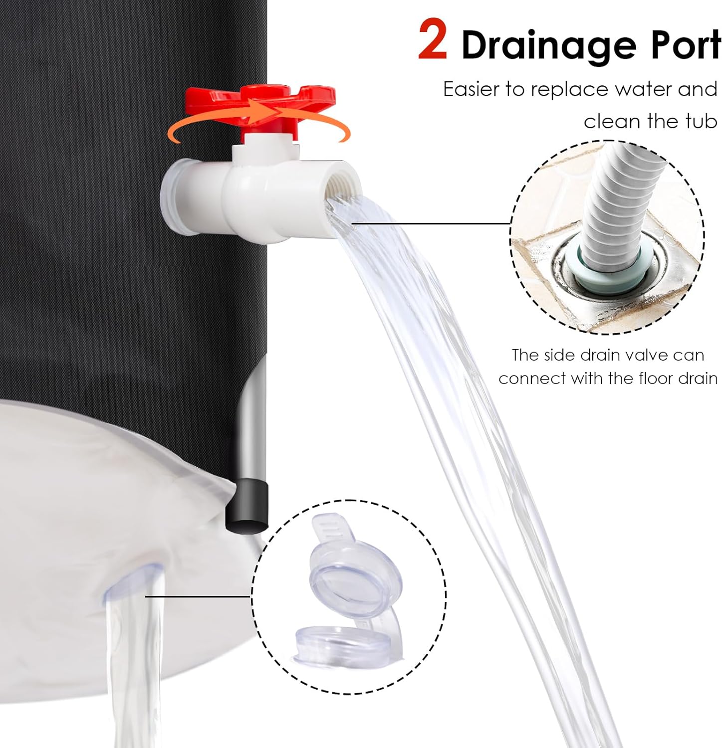 Todeco Foldable Adult Bathtub, Large Bath for SPA Portable Mobile for Shower, Folding SPA Bathtub for Small Bathroom, Freestanding Soaking Bathtub, 120 x 55 x 50 cm (Black)