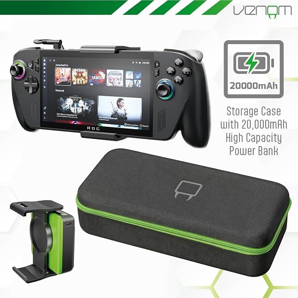 Venom Power Case for ASUS ROG Xbox Ally & Xbox Ally X with 20,000mAh Power Bank | Hard Shell Carry Case with Kickstand and Accessory Storage - 2
