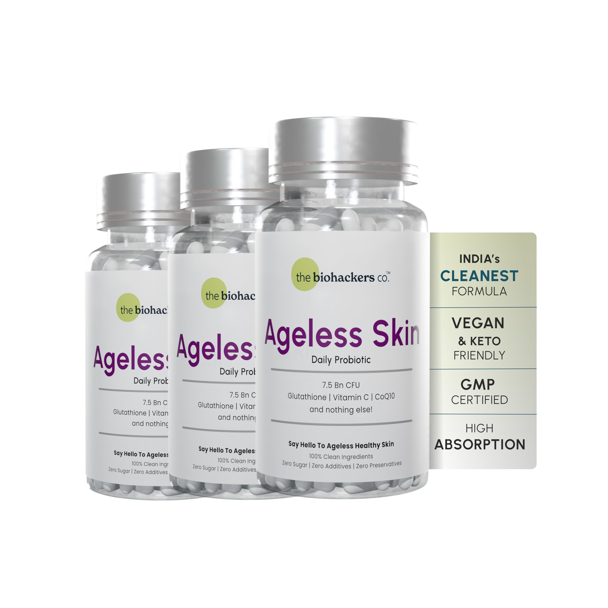 glutathione biohacking The Biohackers Co. Ageless Skin Daily Probiotic Variants:1 Glow + 1 Bloom Acetaminophen Glutathione Disodium Salt b12injectable
