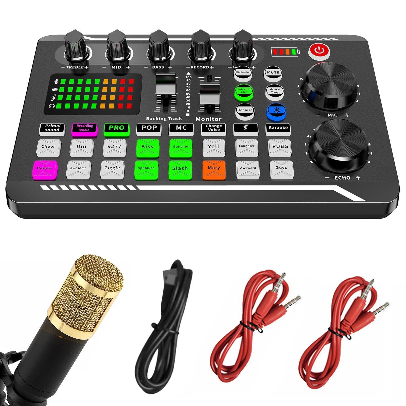 Kit scheda audio - scheda audio F998, pacchetto di attrezzature podcast | professionali | Kit scheda audio con microfono per podcast, pacchetto di apparecchiature di trasmissione in versione i