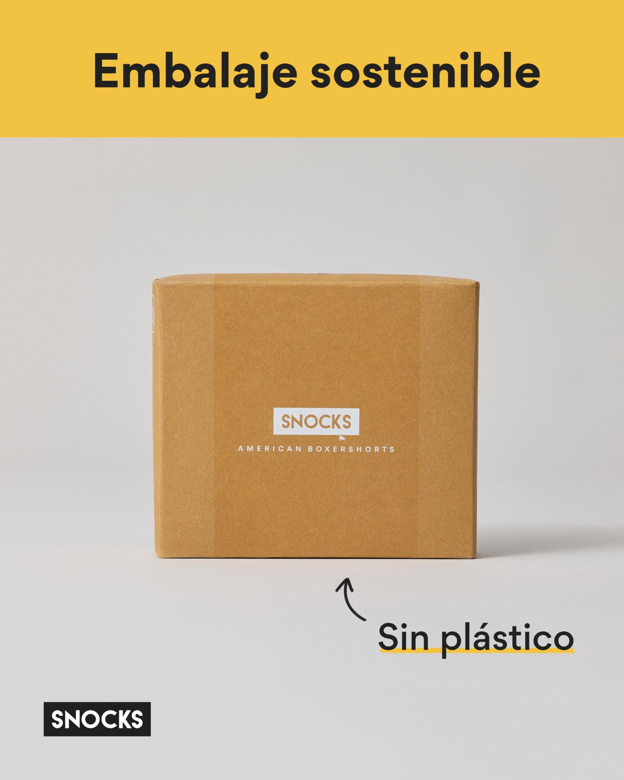 Snocks Calzoncillos Americanos para Hombre de algodón orgánico - Pack 3 Boxers de Tela (Talla S-4XL) - Calzoncillos Boxers de Tela Hombre sin Etiqueta Molesta