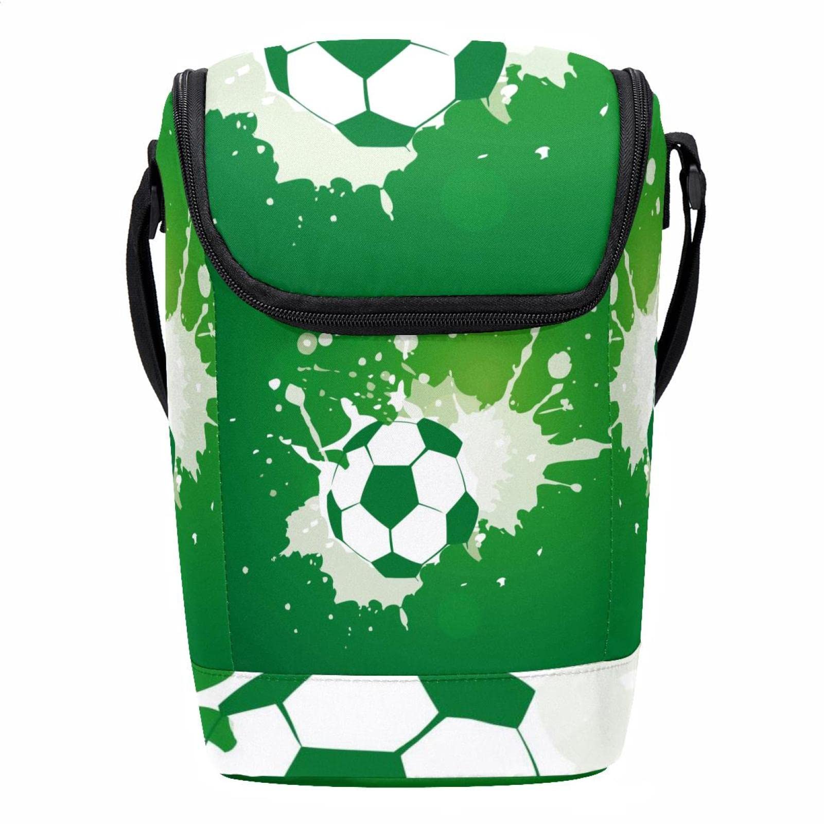 Bolsa de almuerzo verde con estampado de fútbol para llevar al trabajo