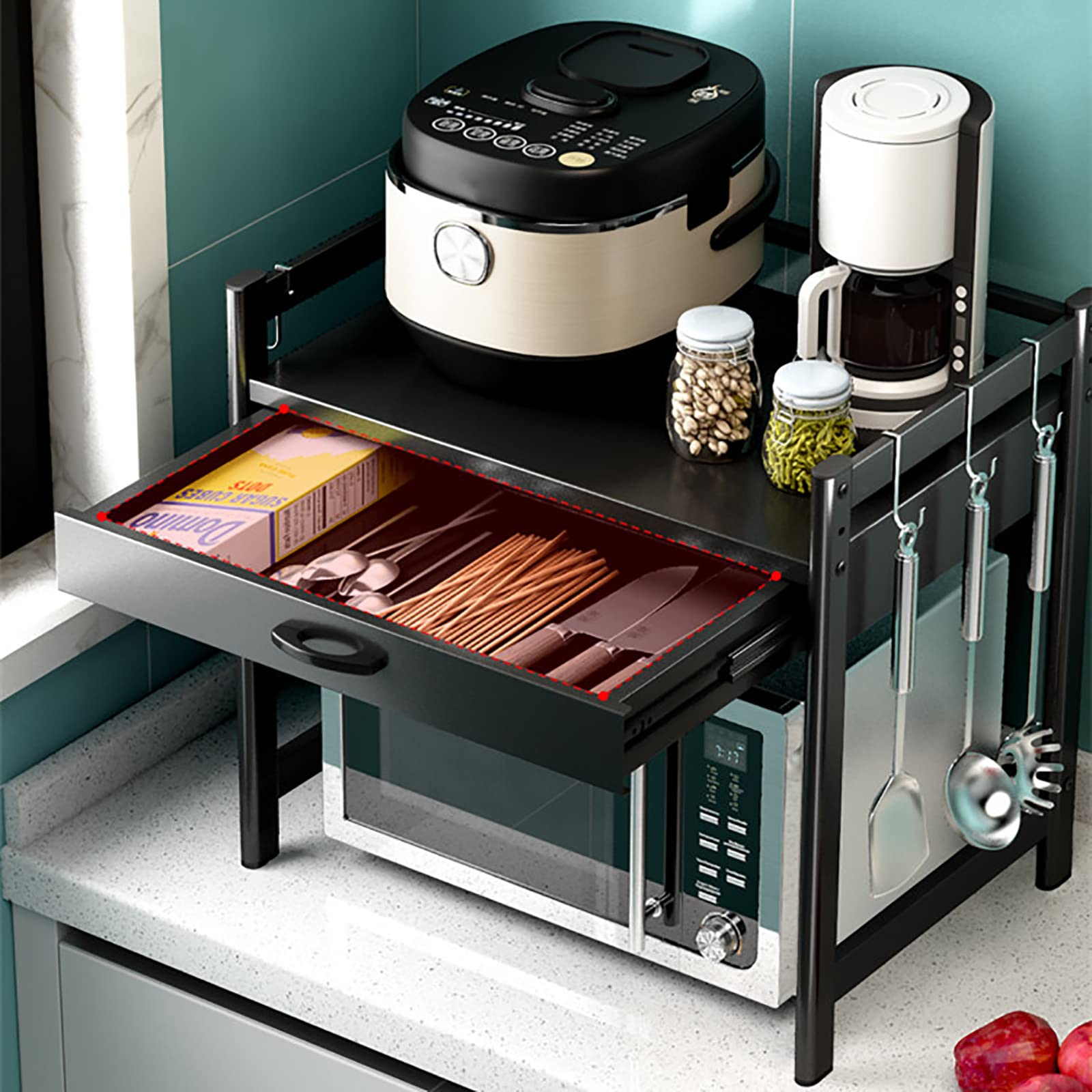 Amazon｜トースターラック 引き出し キッチン レンジ上ラック 防水 