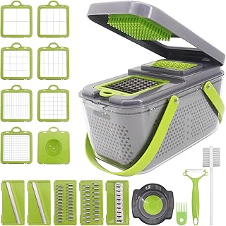Beowanzk Veg Chopper and Dicer, 22 in 1 Vegetable Chopper, Multifunctional Food Chopper Manual for Onion, Salad, Cabbage, Potato Slicer, Carrot Shredder, Kitchen Gadgets