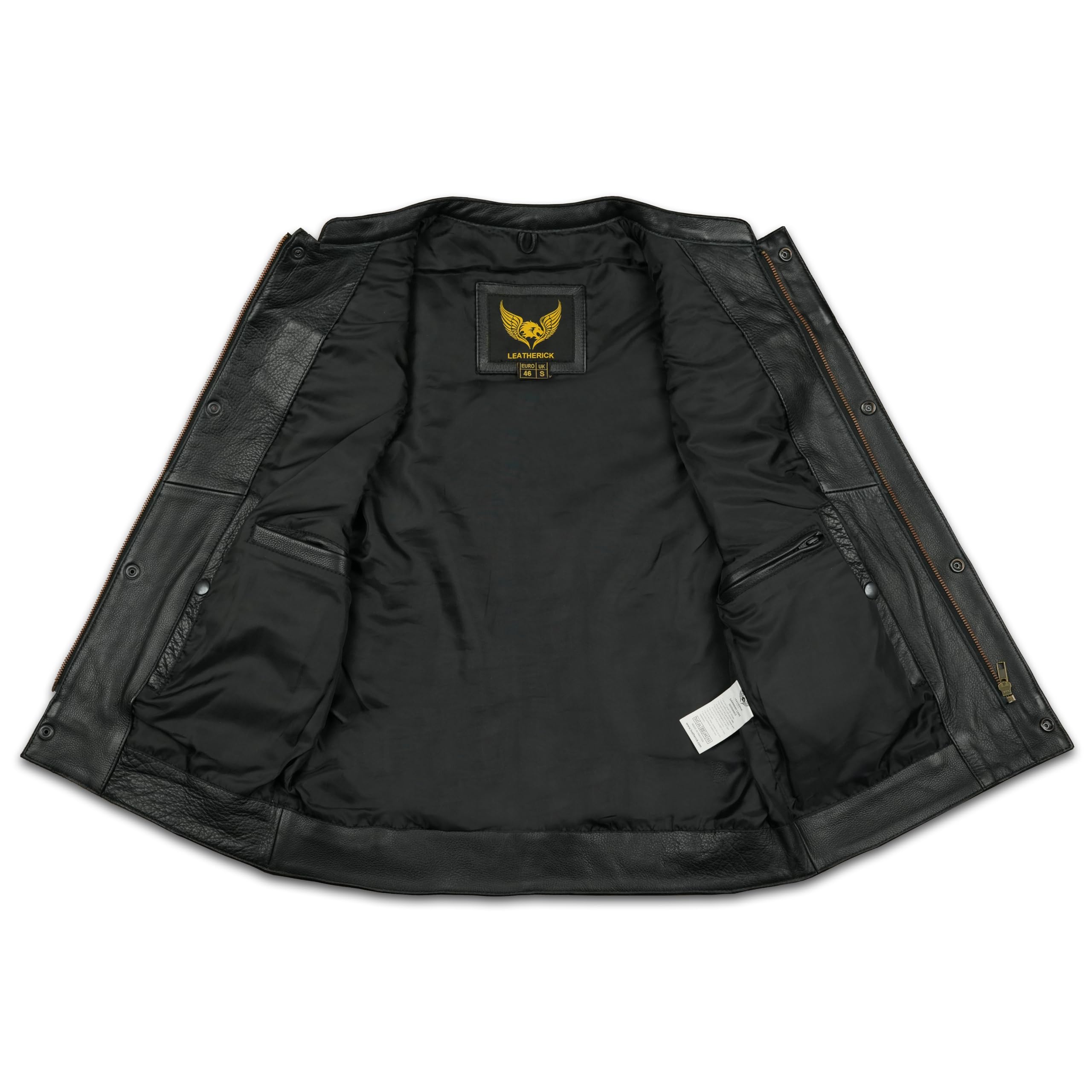Leatherick Groove Club Schwarze Lederweste für Herren – Traditionelles Paisley-Satinfutter