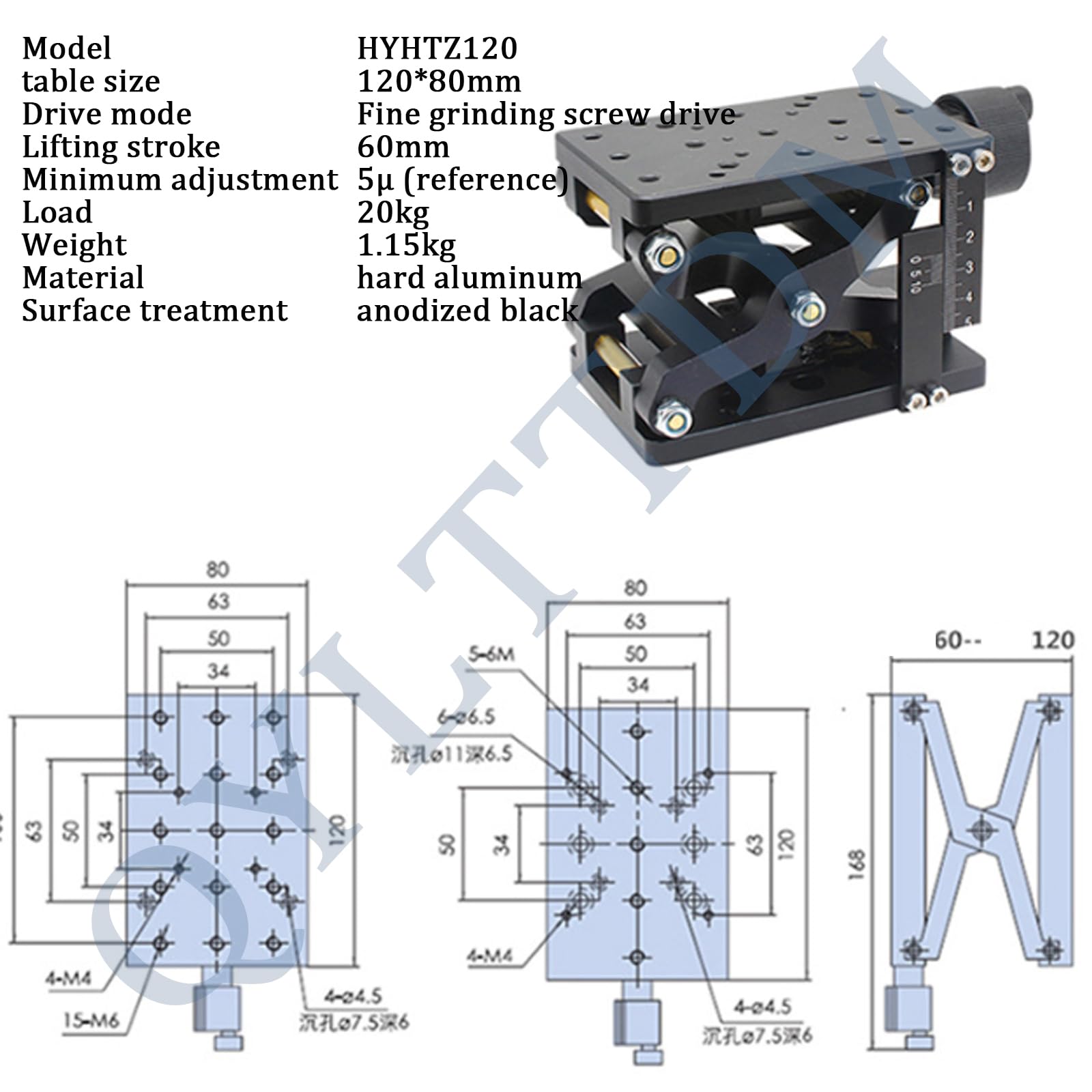Hebebühne Tisch für Labor, Manueller Laborwagenheber Optischer Lift mit Waage, 60mm/120mm Travel, Tragfähigkeit 20/30kg, geeignet für Laborarmaturen und optische Instrumente