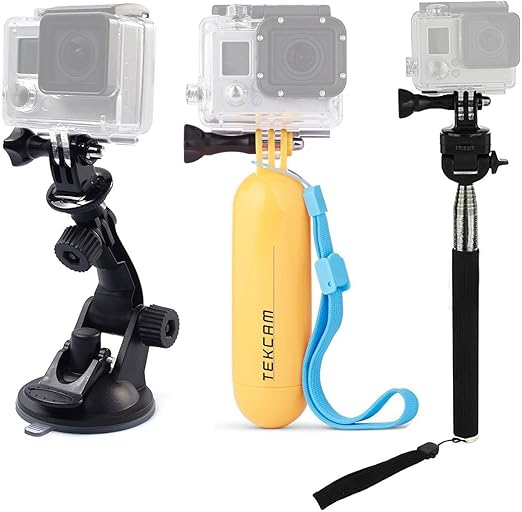 Action Camera Accessories Kit Compatible with Gopro Hero 13 12 11 10 9 8/AKASO EK7000/Brave 4/Brave 7 LE/DJI Osmo Action 5 pro/ODDV/Sjcam/Icefox, Selfie Stick Suction Cup Mount Floating Handle Grip