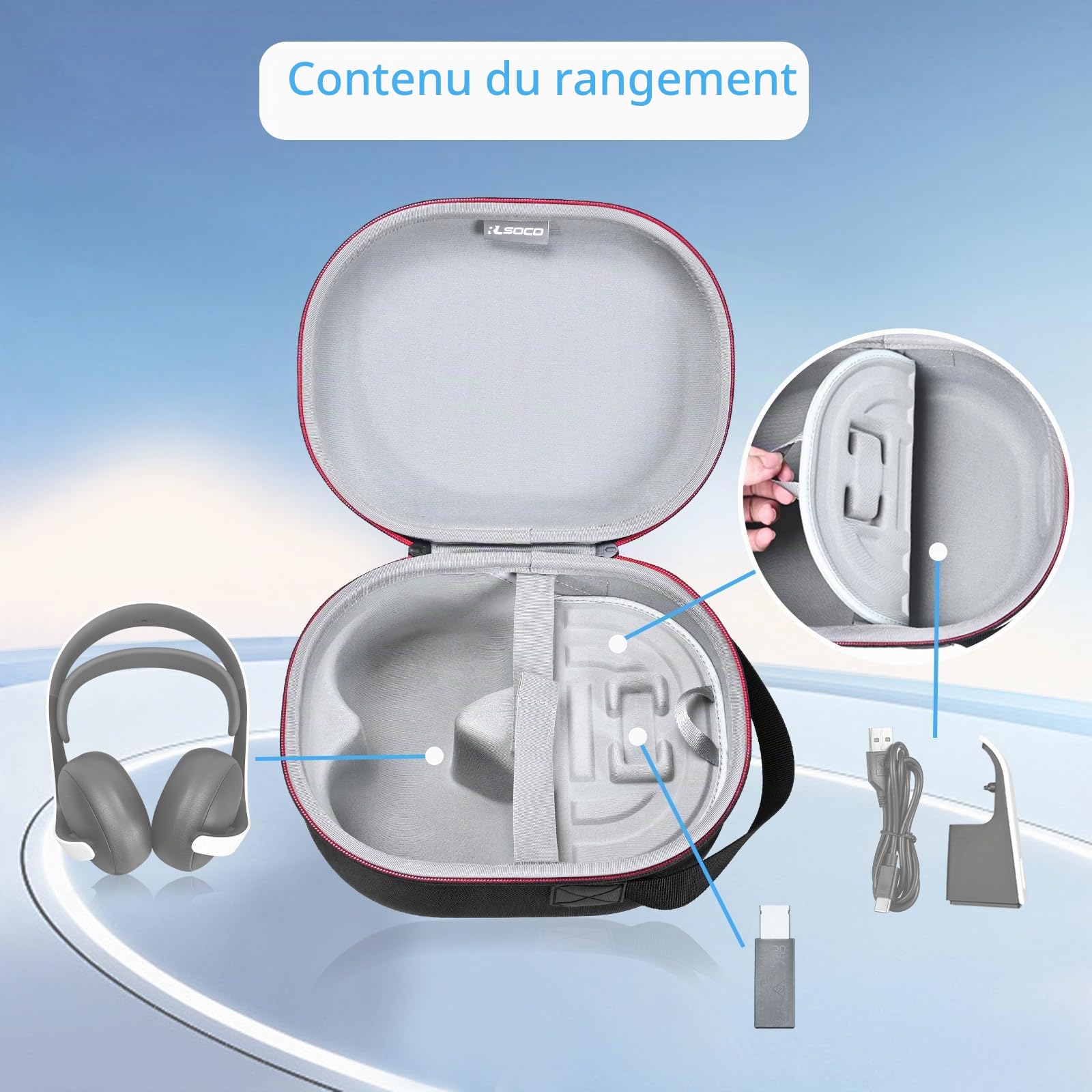 RLSOCO Étui pour PlayStation 5 Casque-Micro sans Fil Pulse 3D / Pulse Elite